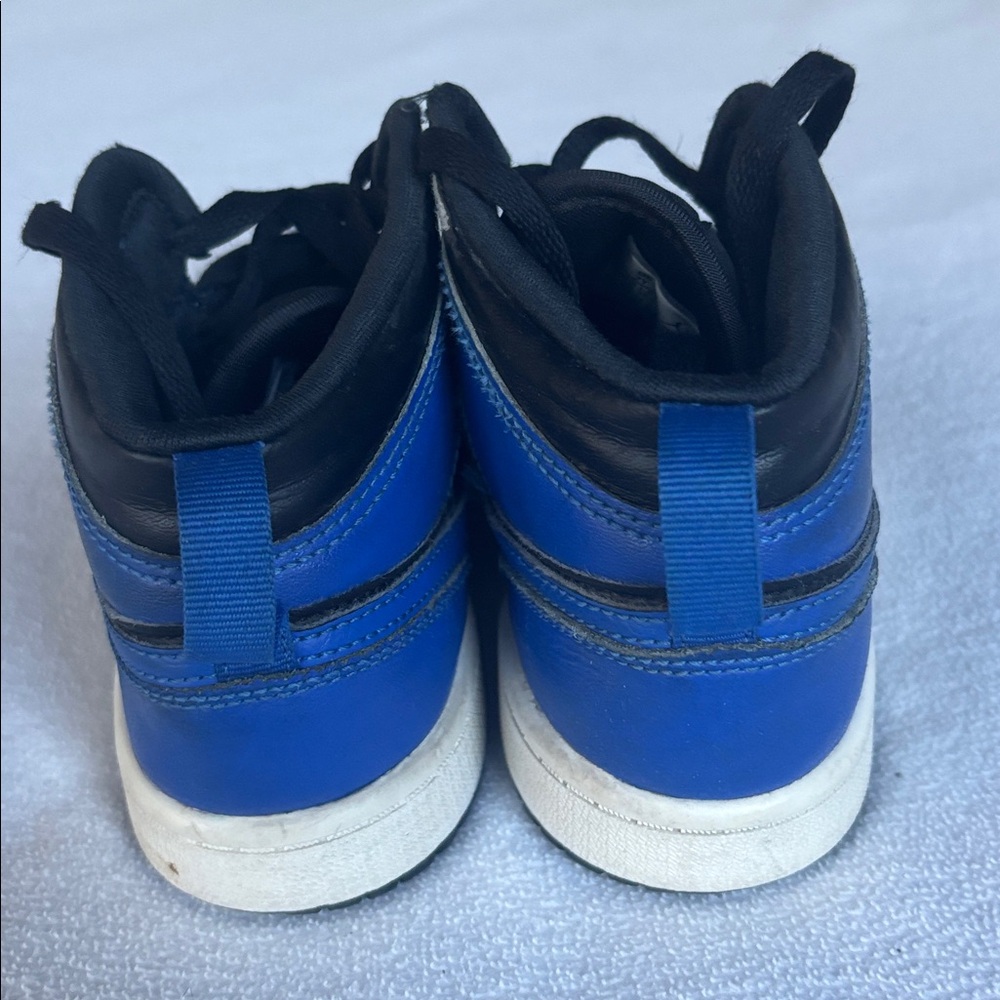 Kids Size 2Y, Nike Jordan 1s, Black and Blue Mid-Top Sneakers - Picture 6 of 8